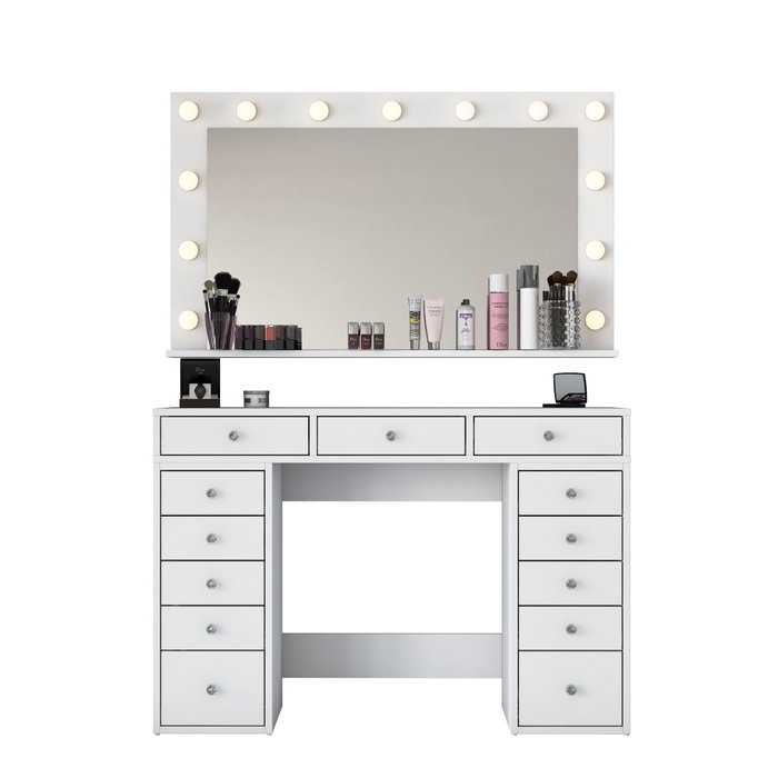 Hanah Home Mesa de Maquillaje con Espejo LED Blanco Hanah Home Mesa de Maquillaje con Espejo LED Blanco